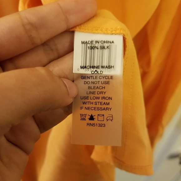 Two by Vince Camuto Orange Silk Shirt - Picture 4 of 4